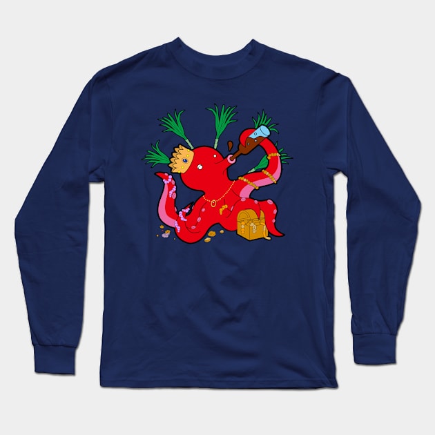 Octupus King Long Sleeve T-Shirt by hahaha.creative